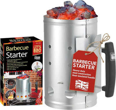 Fusion Food Care Fusion Food Bbq Chimney Starter Charcoal Barbecue Fire Starter With Heat Insulated Safety Handle Charcoal Briquettes Firelighter