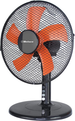 Belaco 12Inch Table Fan Desk Fan With 3 Speed Oscillating Cooling Fan Stand Fan Floor Fan Low Noise Strong Resistant Base (Black & Orange) - Image 2