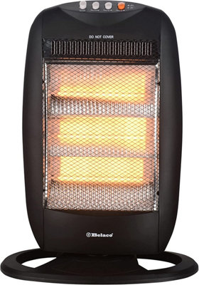 Belaco Halogen Heater Oscilating 400W -1200W 3 Heat Settings Black