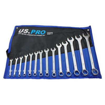 Us Pro Tools 14 Piece Metric Combination Spanner Wrench Set 6 - 26Mm - Image 9