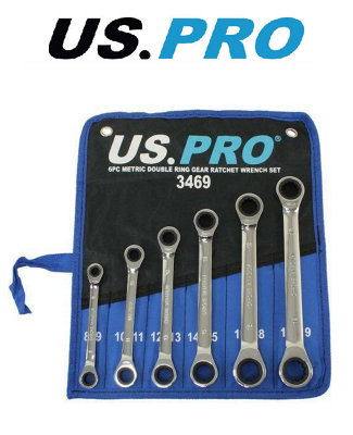 Us Pro Tools 6Pc Metric Double Ring Gear Ratchet Spanner Wrench Set 8-19Mm 3469 - Image 9