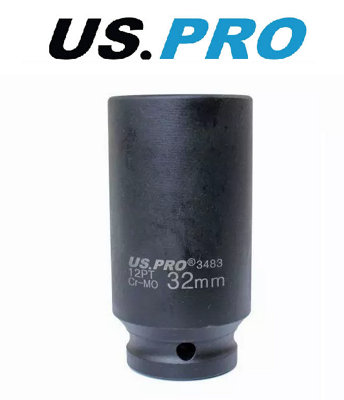 Us Pro Tools 32Mm 1/2" Dr 12 Point Deep Hub Nut Socket, Gearbox Etc 3483 5060599866918 - Image 7