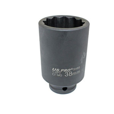 Us Pro Tools 38Mm 1/2" Drive Axle Hub Nut Socket 12 Point Deep Impact Socket 3488 5060599866963 - Image 6