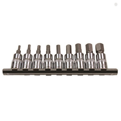 Us Pro 9Pc 3/8" Dr Sae / Imperial HexAllen Bit Sockets Socket Rail 3385 from B&Q