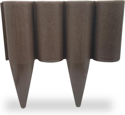 MYPURECORE Brown Lawn Edging Border2.5 Metres Or 8.2 Ft Long Garden Palisade Edge Border With Wood Log EffectFencing With Ground Stakes from B&Q