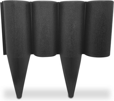 MYPURECORE Black Lawn Edging Border2.5 Metres Or 8.2 Ft Long Garden Palisade Edge Border With Wood Log EffectFencing With Ground Stakes from B&Q