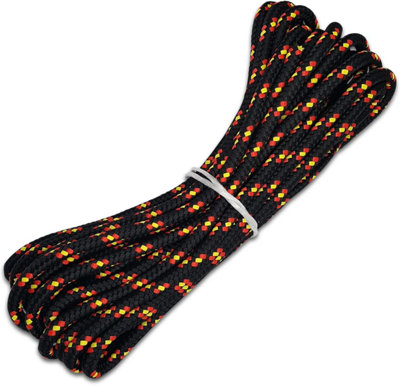 MYPURECORE 10mm Poly Braided Rope 10M Of Black Line Cord Reliable And Resilient Paracord For Multiple Tasks Lightweight Braided Cord from B&Q
