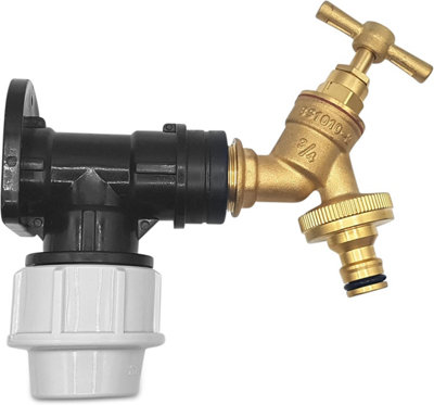 MYPURECORE 25mm Mdpe Wall Flange Kit Wall Plate Elbow  Brass Garden Tap With Click-Lock Hose Fitting And Ptfe Tape To Install Hose Connector from B&Q