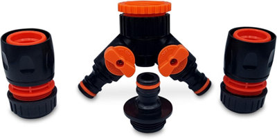 MYPURECORE Dual Tap Connector SetTwo Premium Hose End Connectors With 3Rd Male Tap Connector Included For Inline UseHozelock Compatible from B&Q