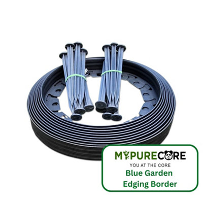 MYPURECORE Flexible Graphite Garden Edging Border 10M Complete With 20 Securing Pegs Perfect Flower Beds Lawns And Pavement Design 40mm High from B&Q