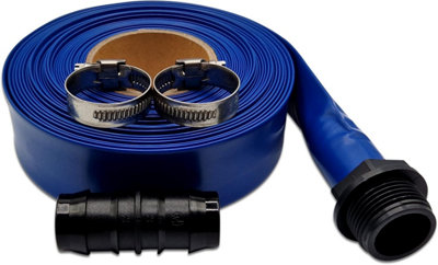 MYPURECORE Ultimate Layflat Discharge Hose Pipe Set 10M X 25mm DiameterComplete With 2 ClipsJoiner Coupler And Pond Connector from B&Q