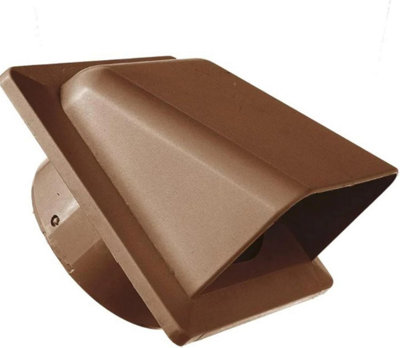 MYPURECORE Brown External Vent Cover -100mm Hooded Cowl With Backdraft Shutter Ventilation Grill Plastic Cowled Vent Outlet Grille Hatch from B&Q