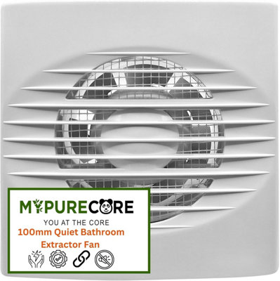 Mypurecore 100Mm Silent Bathroom Extractor Fan With Timer