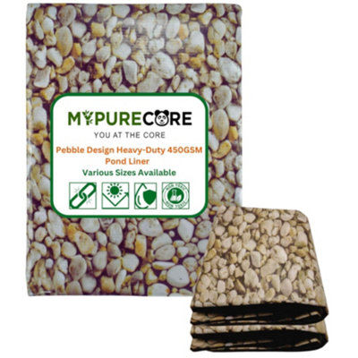 MYPURECORE Heavy-Duty 450Gsm Pond Liner 4M X 5MPremium Hdpe Liner With Pebble Design Uv And Tear ResistantIdeal For Water Features from B&Q