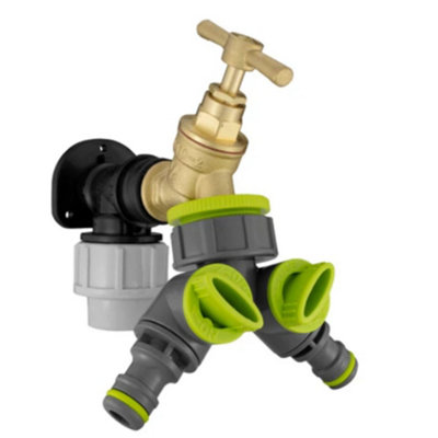 Mypurecore 25mm Mdpe Wall Plate With Brass Splitter And Click Lock For Dual Water Control from B&Q