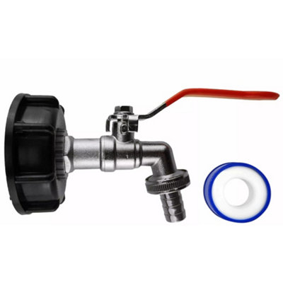 Mypurecore Ibc S60X6 Cap With 3/4 Inch  Bsp Thread With  Barb Lever Tap  And Ptfe Tape from B&Q