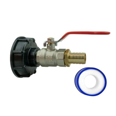 MYPURECORE Ibc 2 Inch S60X6 Cap Kit With Lever Valve 19 mm Brass Barb And Ptfe Tape Leak Proof Liquid Control from B&Q