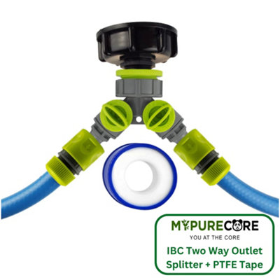 Mypurecore Ibc 2Inch S60X6 Cap With Two Way Valved Splitter And Hose Connectors And Ptfe Tape Durable Leak Proof Kit from B&Q
