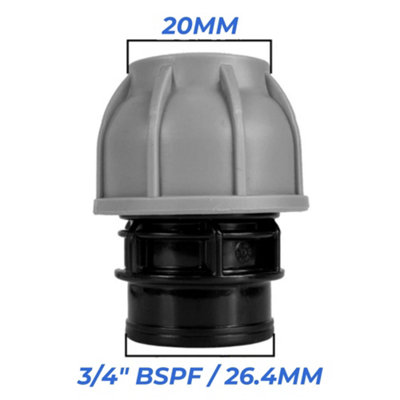Mypurecore 20mm Mdpe Straight Compression Adapter With 3/4 Inch Bsp Female Thread from B&Q