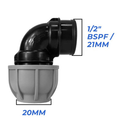 Mypurecore 20mm Mdpe Elbow Compression Adapter With 1/2 Inch Bsp Female Thread from B&Q
