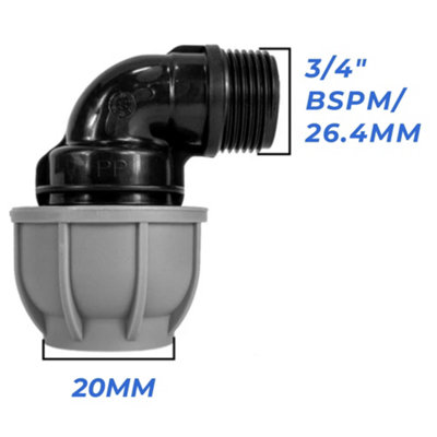 Mypurecore 20mm Mdpe Elbow Compression Adapter With 3/4 Inch Bsp Male Thread from B&Q