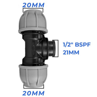 Mypurecore 20mm Mdpe Tee Compression Adapter With 1/2 Inch Bsp Female Thread from B&Q