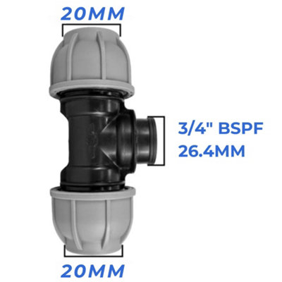 Mypurecore 20mm Mdpe Tee Compression Adapter With 3/4 Inch Bsp Female Thread from B&Q