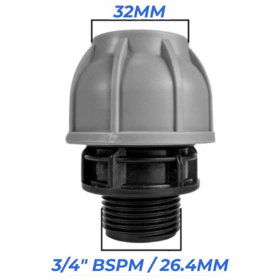 Mypurecore 32mm Mdpe Straight Compression Adapter With 3/4 Inch Bsp Male Thread from B&Q
