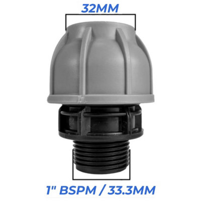 Mypurecore 32mm Mdpe Straight Compression Adapter With 1 Inch Bsp Male Thread from B&Q