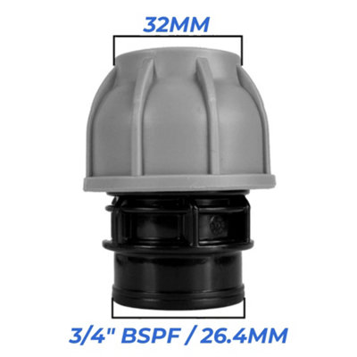Mypurecore 32mm Mdpe Straight Compression Adapter With 3/4 Inch Bsp Female Thread from B&Q