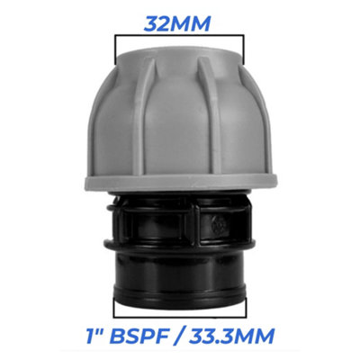 Mypurecore 32mm Mdpe Straight Compression Adapter With 1 Inch Bsp Female Thread from B&Q