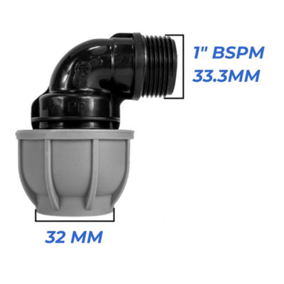 Mypurecore 32mm Mdpe Elbow Compression Adapter With 1 Inch Bsp Male Thread from B&Q