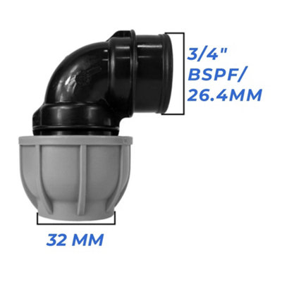 Mypurecore 32mm Mdpe Elbow Compression Adapter With 3/4 Inch Bsp Female Thread from B&Q