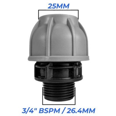 Mypurecore 25mm Mdpe Straight Compression Adapter With 3/4 Inch Bsp Male Thread from B&Q