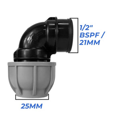 Mypurecore 25mm Mdpe Elbow Compression Adapter With 1/2 Inch Bsp Female Thread from B&Q