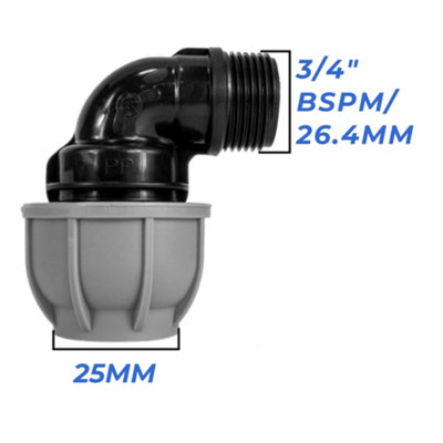 Mypurecore 25mm Mdpe Elbow Compression Adapter With 3/4 Inch Bsp Male Thread from B&Q