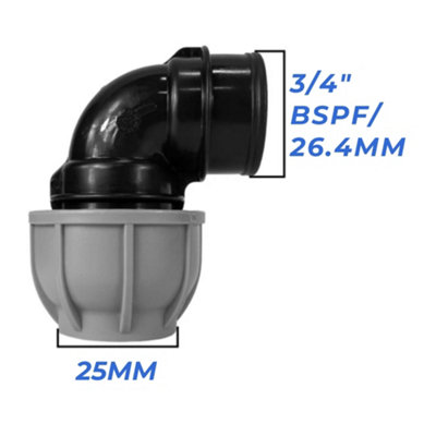 Mypurecore 25mm Mdpe Elbow Compression Adapter With 3/4 Inch Bsp Female Thread from B&Q
