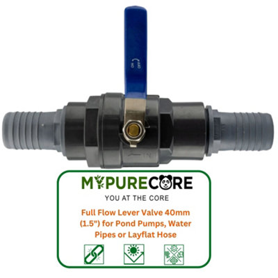 Mypurecore Full Flow Lever Valve 40mm1.5Inch For Pond PumpsWater Pipes Or Layflat Hose from B&Q