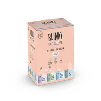 Blink Salmon Kitten Food Chicken & Fish Fillets In Jelly 8X85g (Pack Of 3) Size 3