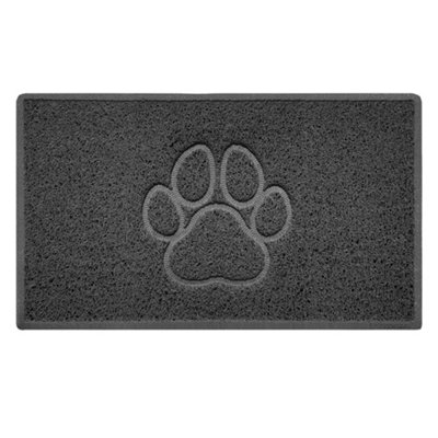 Nicoman Dark/Grey Paw Embossed Spaghetti Coil Door Mat Dirt-Trapper Washable Barrier Doormat X 44Cm 75Cm