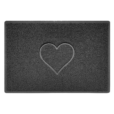 Nicoman Dark Grey Heart Embossed Spaghetti Coil Door Mat Dirt-Trapper Washable Barrier Doormat 90Cm X 60Cm from B&Q