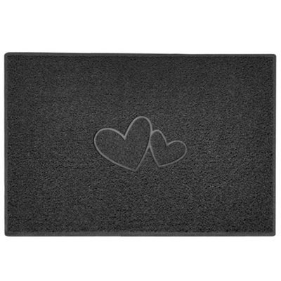 Nicoman Dark Grey Double Hearts Utility Grey Plain Mat 120Cmx80Cm from B&Q