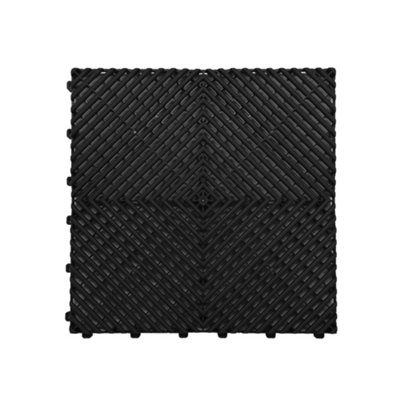 Nicoman Heavy Duty Vented Interlocking Garage Tile - 40Cm X 40Cm - Black
