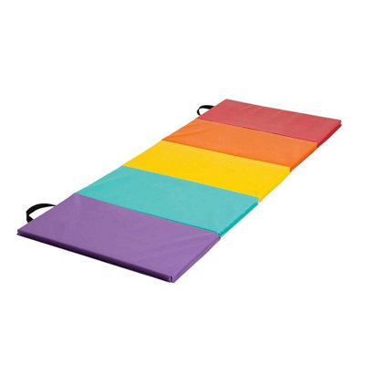 B&Q -  Folding Yoga Mat Gymnastic Mat Padded Exercise Fitness MatRainbow