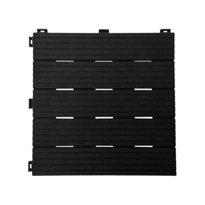B&Q -  40 X Composite Interlocking Patio & Deck TilesAll Weather Wood-Effect Garden PavingEach Measure 30 X 30 X 1.5CmDark Grey