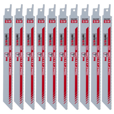 B&Q -  Saxton 200mm Reciprocating Sabre Saw Heavy Duty Metal Blades R825BfPack Of 10