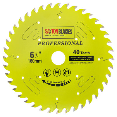 Saxton Blades Saxton Tct16040Tpro Professional Range Tct Circular Blade 160mm X 40 Teeth X 20mm Bore 16mm Ring from B&Q