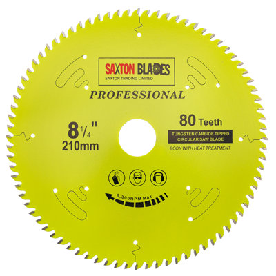Saxton Blades Saxton Tct21080Tpro Professional Range Tct Circular Blade 210mm X 80 Teeth X 30mm Bore + 162025 & 25.4mm Rings from B&Q