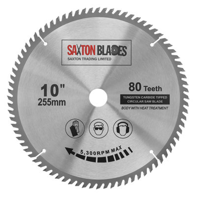 Saxton Blades Saxton Tct25580T254B Tct Circular Saw Blade 255mm X 80 Teeth X 25.4mm Bore from B&Q
