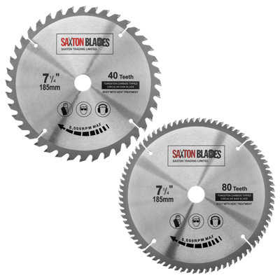 Saxton Blades Saxton Tct185Mxa20B Tct Circular Saw Blade 185mm Pack A 20mm Bore + 16mm Ring from B&Q